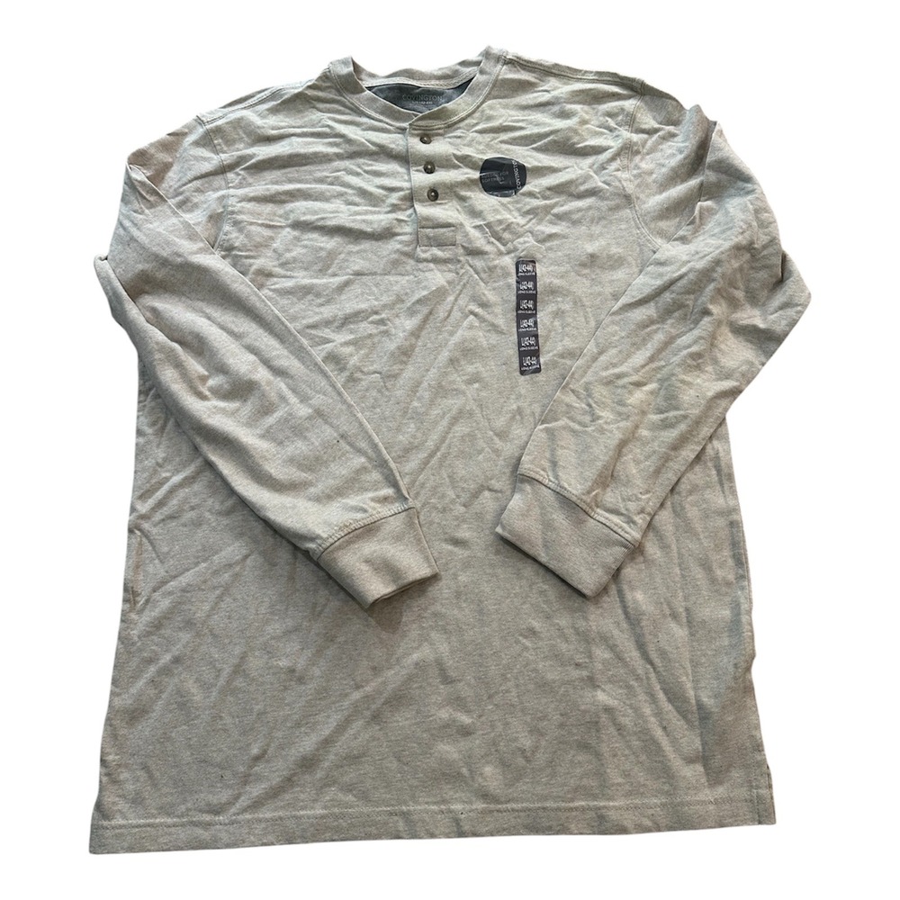 Covington Henley Shirt‎ Mens Large Gray Heather Sueded Cotton Long Sleeve New